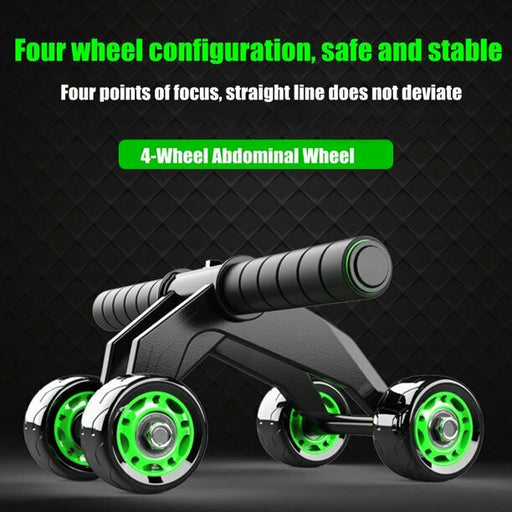 Ρόδα και μπάρα εκγύμνασης σώματος Abdominal Wheel με 4 τροχούς σε μαύρο / πράσινο χρώμα GL-20300 - afasia.gr