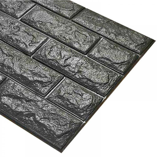 Τρισδιάστατα Αυτοκόλλητα Τοίχου – Ανάγλυφη Ταπετσαρία Τούβλο 75cm x 70cm μαύρο βιομηχανικό – 3D Foam Wall Sticker GL-55332 - afasia.gr