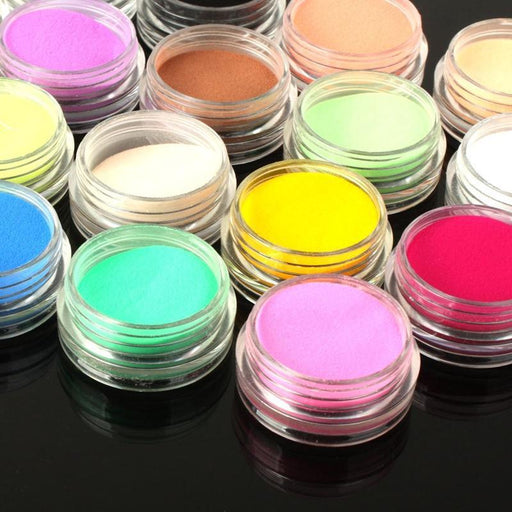 Σκόνη μανικιούρ σε βαζάκια για διακόσμηση νυχιών σε 12 χρώματα GL-47618 - afasia.gr