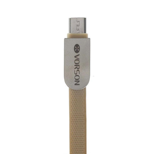 Καλώδιο micro USB Vorson για γρήγορη φόρτιση με πλακέ καλώδιο 1m - Χρυσαφί - VCB-001 GL-51972 - afasia.gr
