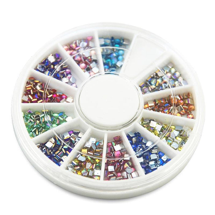 Καρουσέλ 6cm με τετράγωνα διακοσμητικά στρας νυχιών - 12 χρώματα GL-52082 - afasia.gr