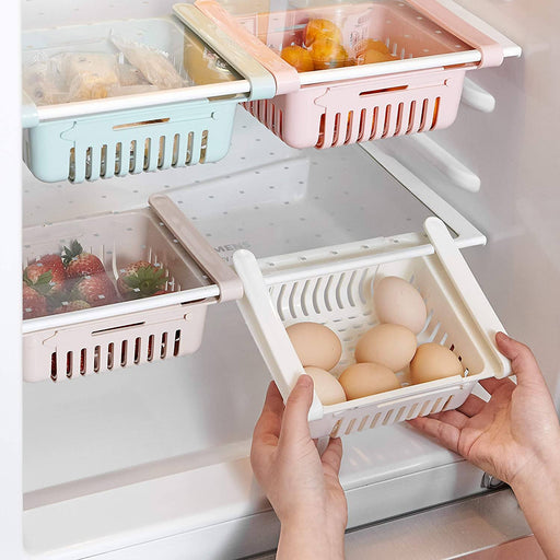 Πλαστικό συρτάρι - ράφι αποθήκευσης ψυγείου επεκτεινόμενο - Λευκό GL-55322 - afasia.gr