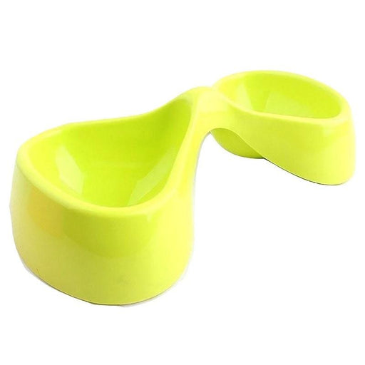 Διπλό πλαστικό μπολ ξηράς τροφής για κατοικίδια - Pet Feeding Bowl - Πράσινο GL-22258 - afasia.gr