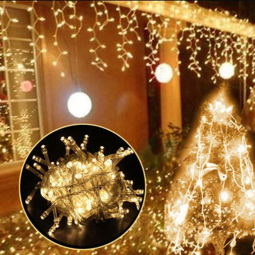 Χριστουγεννιάτικα λαμπάκια 100 Led με θερμό φωτισμό και διάφανο καλώδιο GL-54133 - afasia.gr